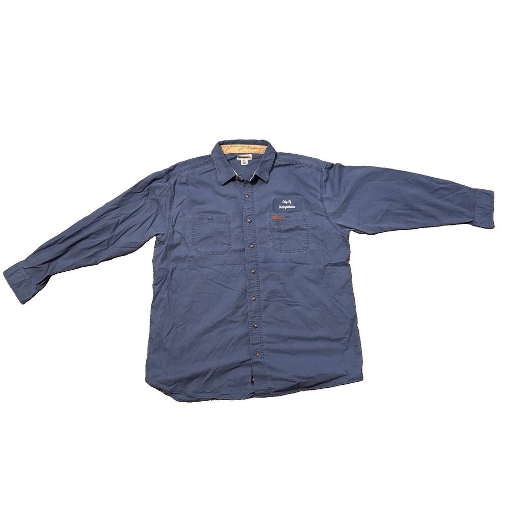 VTG Carhartt Men’s 2XL Blue Work Shirt City of Bellefontaine Embroidered